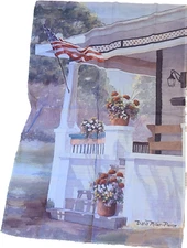 Decorative Flag -Front Porch With Flag / Flowers by Diana Miller-Pierce 37x25"