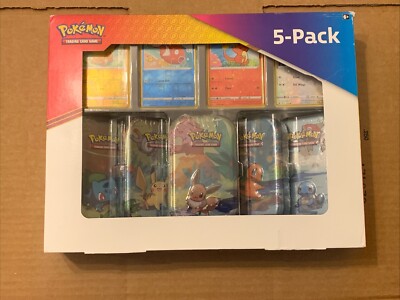 NEW Pokemon TCG 5-Pack Mini Tin Holo Promo Cards Kanto Friends Box Set COSTCO