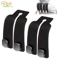 2/4PCS Leather Car Headrest Hook Seat Back Hanger Bag Cloth Organizer Holder