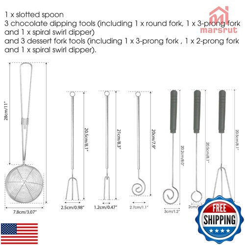 7Pcs Chocolate Dipping Tool Set, Candy Making Spoons Fork, 1 Slotted Spoon an - Picture 2 of 5