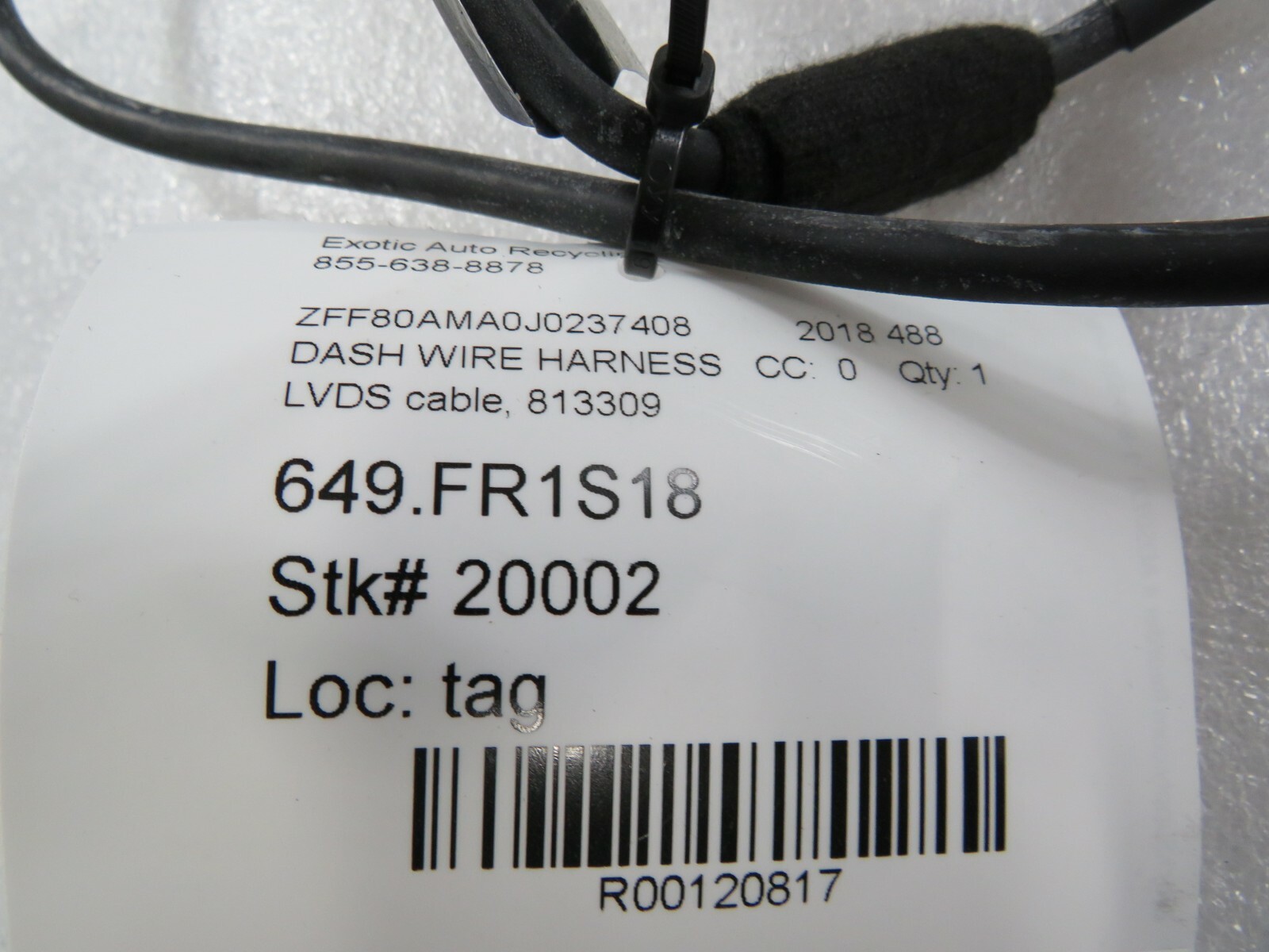 Ferrari 488, LVDS Cable, Used, P/N 813309