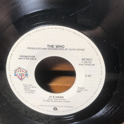 The Who, It's Hard, 1982, 7'' 45RPM,  SUPER RARE PROMO  VG+