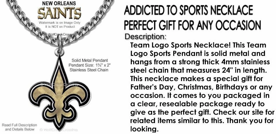 БОЛЬШОЙ новый ORLEANS SAINTS ожерелье из нержавеющей стали цепочка NFL футбол папа сын HOT - Изображение 3 из 4