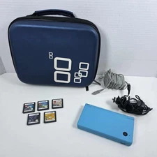 Nintendo DSi Handheld System Blue with 2 Chargers, Carrying Case , And 5 Games