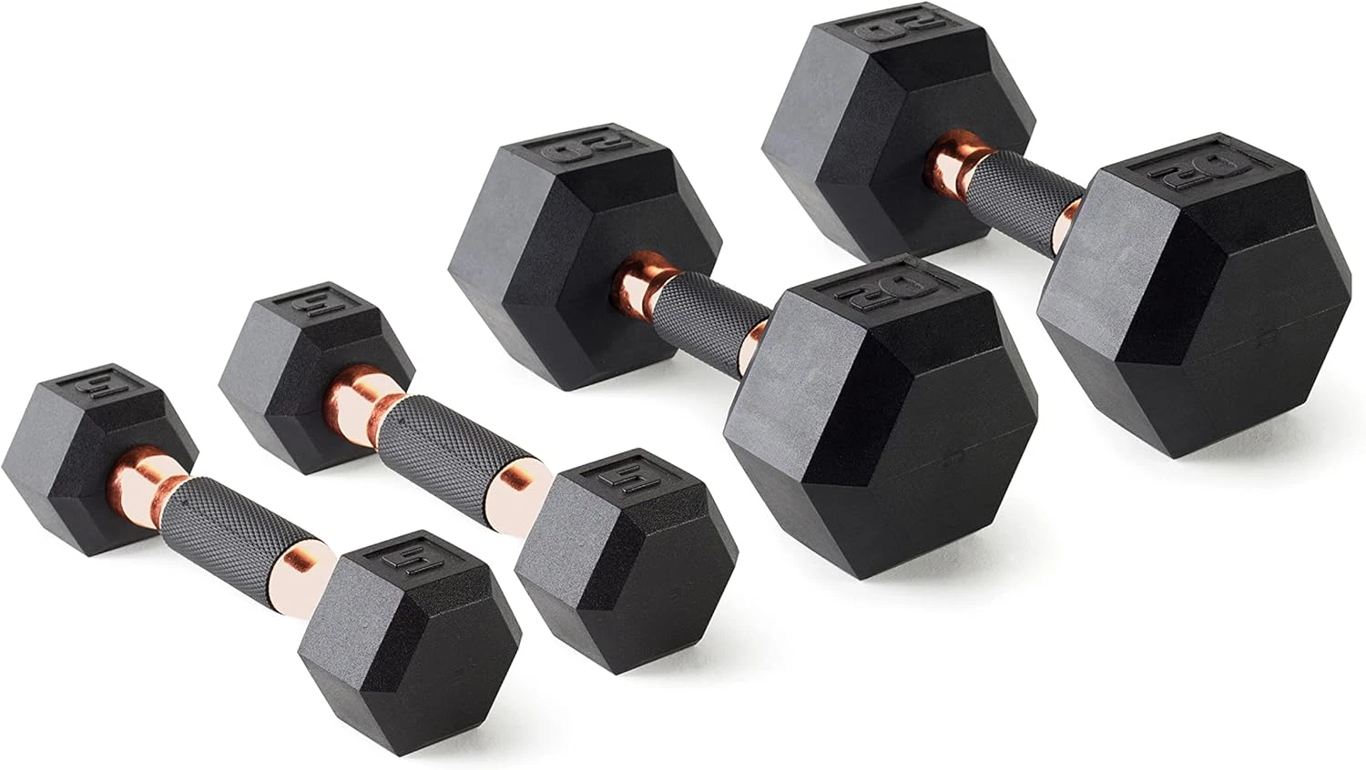 50 Lbs Coated Dumbbell Set with Copper Handles, 5Lbx2, 20Lbx2
Opens in a new window or tab