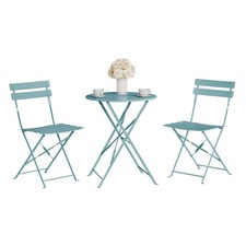 Bistroset 3-tlg. Gartenmöbel-Set Outdoor Sitzgruppe Gartentisch Balkonset Blau