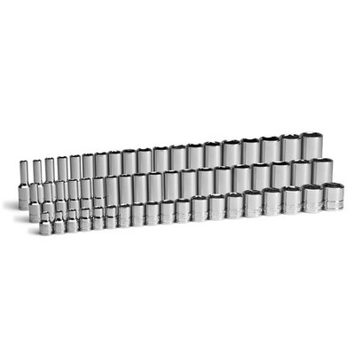 Capri Tools 3/8 in. Drive Master Chrome Socket Set, 6-Point, 6 to 24mm, 57-Piece