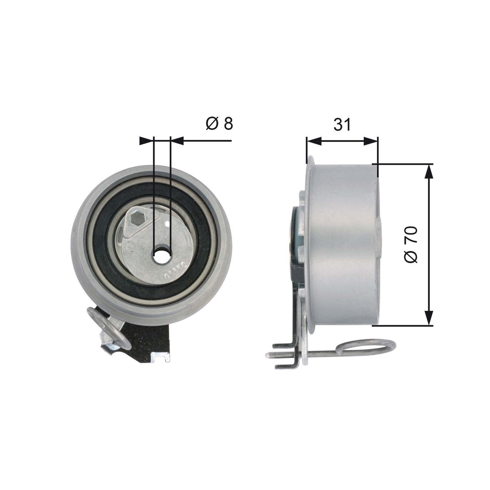 GATES-OE T43135 Tensioner Pulley, timing belt for HYUNDAI,KIA