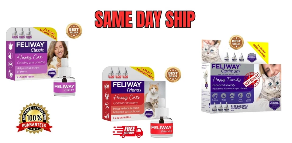 Feliway Optimum, Friends & Classic 3 x 30 Day Refill 48ml Value Pack [UK]