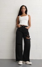 AE Curvy Dreamy Drape Super HR Baggy Wide Leg Womens 31w Jeans Dark Wash NWT