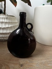 Antique Dark Amber Glass Flagon Bottle Rustic Victorian Style