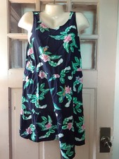 Old Navy Woman's Sleeveless Black/Green/Pink Multi Dress Size Large