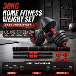 Ajustable Dumbbell Barbell Kettlebell 30KG Ensemble de poids Home Gym Fitness 6 en 1