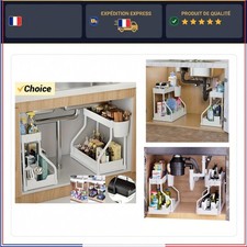 Organisateur sous évier 2 niveaux coulissant rangement cuisine salle de bains
