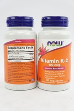 New Sealed 2-Pack Now Foods Vitamin K2 100mcg 100 Veg Capsules Each 200 total