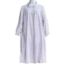 Lanz of Salzburg Nightgown Lace Trim Ballet Cotton Floral Collar Long Sleeve M