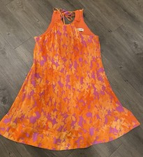 Taylor Women’s Large Spaghetti Strap Gauze Midi Dress Pullover Orange Purple