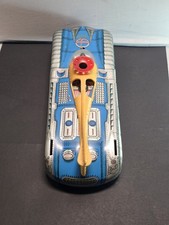 Vintage Interkozmosz Battery Operated Tin Space Car Toy W/ Lights Made in Hungar