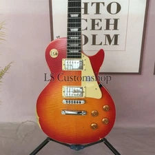 Standard Retro LP Electric Guitar Chrome Part Solid Body Cherry Burst HH Pickups