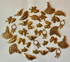 35 Vintage Victorian Charms and Cabs Angels Bows Fish for DIY Jewelry Crafting