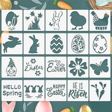 20 PCS Easter Stencils Reusable 5x5 Inch Spring Theme Wall Window Door DIY Art