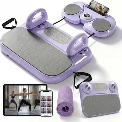 Foldable Pilates Reformer Board with Resistance Bands - Home Workout Kit