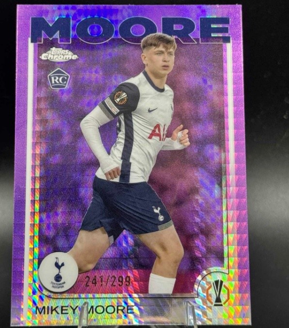 Mikey Moore 2024-25 Topps Chrome UCC Violet Prism Refractor 241/299 RC #199
