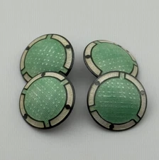 Antique Art Deco Guilloche Enamel Sterling Silver Cufflinks Signed Hallmark