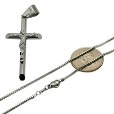 18K Gold Filled Tarnish-Free Christ Crucifix Cross Pendant Necklace F378 White