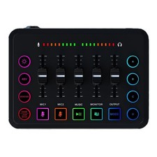 Gaming Audio Mixer with XLR 48V Power and Rechargeable Battery Portable Use