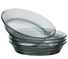 4 pc Borosilicate Gray Glass Deep Plate Dinner Bowl Salad Plate Pasta Bowl Set