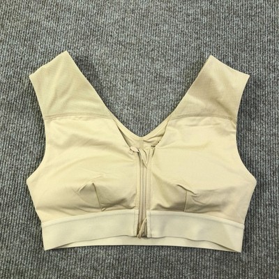 Tommie Copper Shoulder Support Sports Bra Womens Small Beige Zip Front Znergy