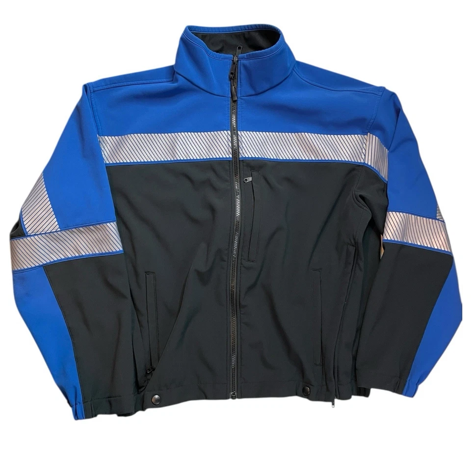 4670 Blauer ColorBlock SoftShell синий отражающий безопасности флисовая куртка - большой - Изображение 2 из 4