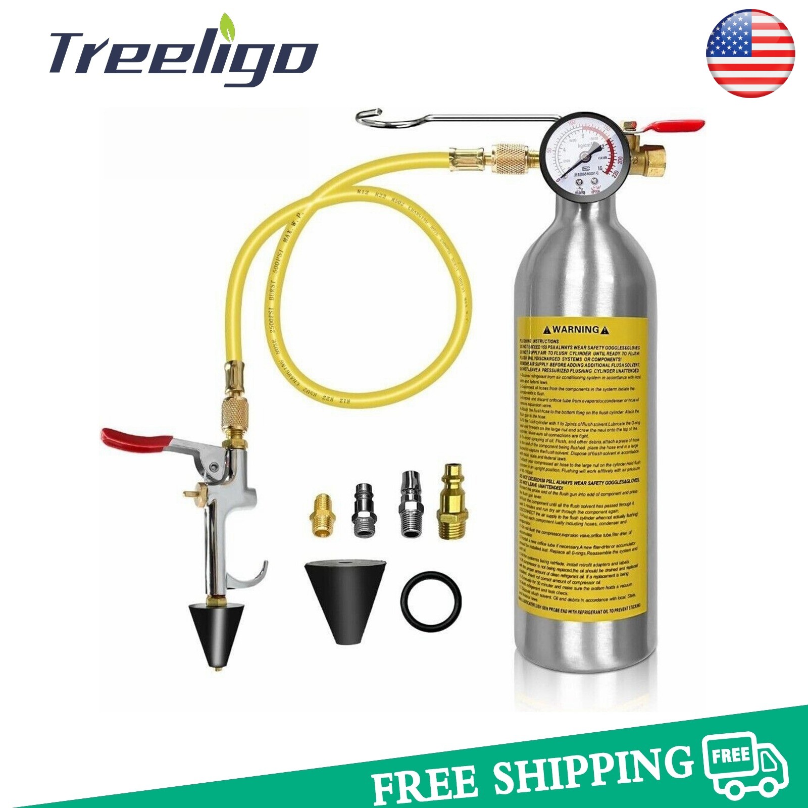 A/C AC Air Conditioner System Flush Canister Gun Kit R404 R134 R12 R22 