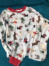 Hanna Andersson Christmas PJ Set Kids 140/14 Dogs Holiday Blue Winter Organic