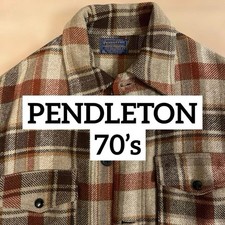 Pendleton Wool Jacket Thick Wool Shirt 70s L Size Winter Fall