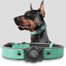 AirTag Dog Collar - Leather Dog Collar with Air Tag Holder IPX8 Waterproof,...