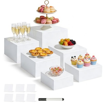 BEZORR 6 Stück Sockel Acryl Lebensmittel Setzstufen, weiß weiß 6 Stück Buffet Setzstufen 