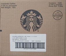 4 x 28 oz Starbucks Whole Coffee Beans Blonde Espresso Roast Hot or Iced Coffee 12.86 per pound
