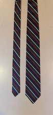 Vintage Polo Ralph Lauren Silk Repp Tie Navy, Green, Red Stripe Skinny Unlined