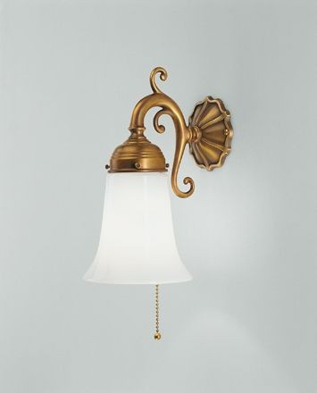Wandlampe Wohnzimmer Zugschalter Berliner Messing Glas T:18 Cm Wandleuchte E27-image