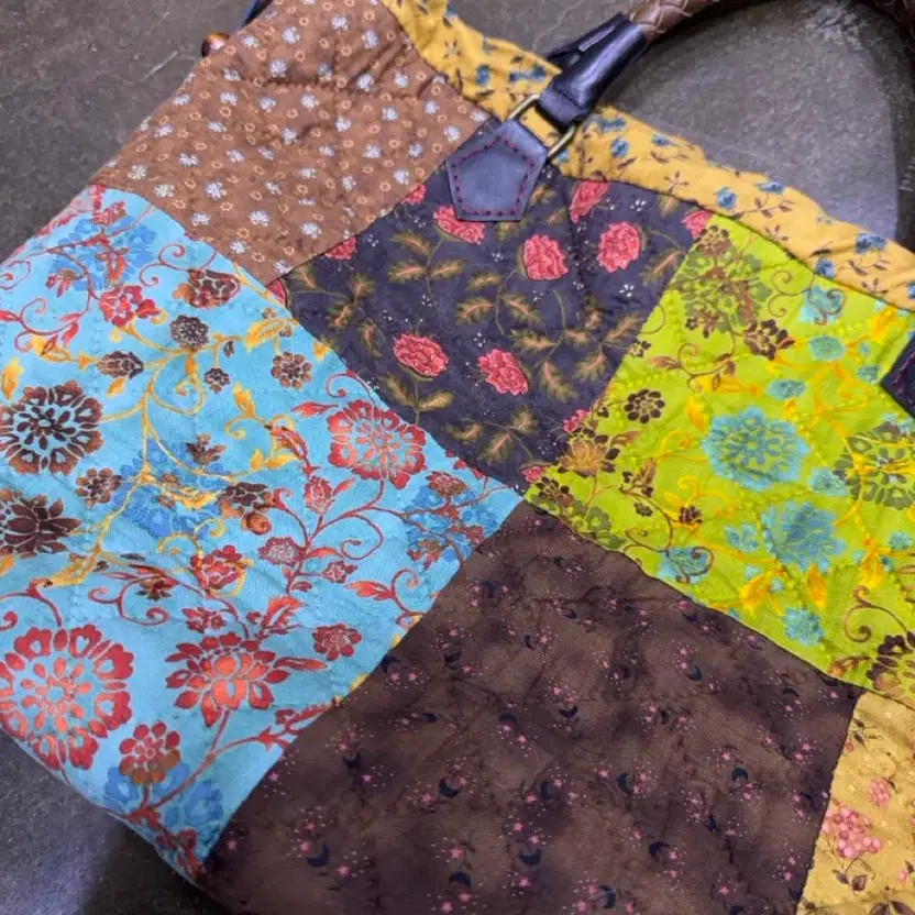 Patchwork Flower Quilted Handmade Leather Tote Bag - image 6