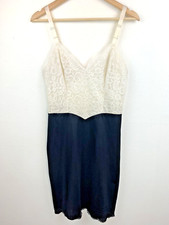 Vintage Vanity Fair Two Color Full Slip Size 34 S Black White