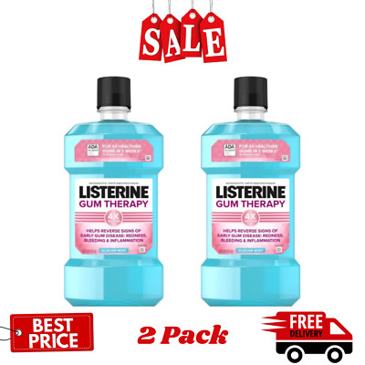 (2 Pack) Listerine Gum Therapy Anti-Gingivitis Mouthwash, Glacier Mint, 1 L
