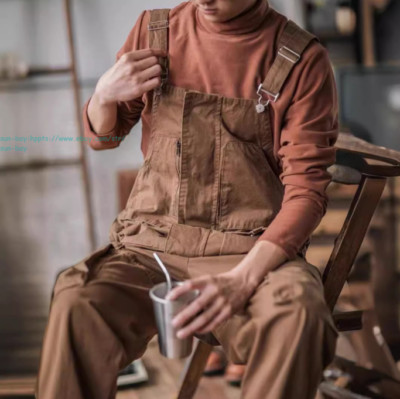 Men's Work Bib Overalls Loose Fit Workwear Dungarees Coveralls Adjustable Straps