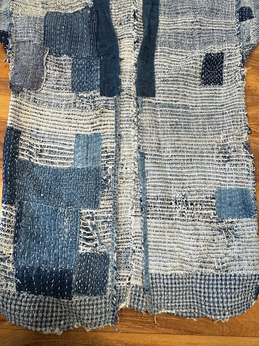 Japanese Vintage Sashiko Sakiori Boro Fisherman's Winter Coat