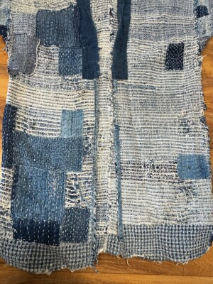 Japanese Vintage Sashiko Sakiori Boro Fisherman's Winter Coat