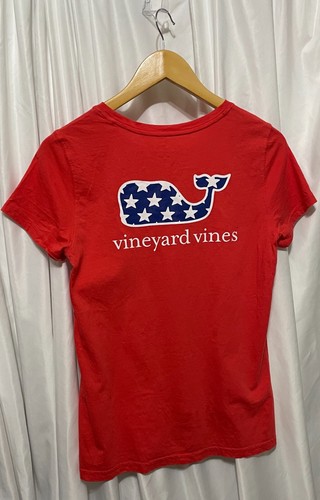 vineyard vines Mädchen T-Shirt Mohnrot 100% Baumwolle Wal Americanna Crew S - Bild 2 von 4