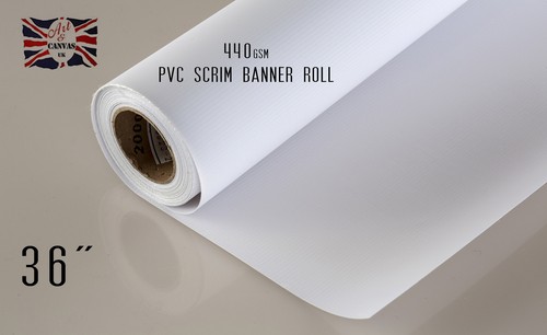 36" x 18m PVC Scrim Banner Roll (Inkjet) 440gsm (Matte), Water Resistant,  - Picture 1 of 5