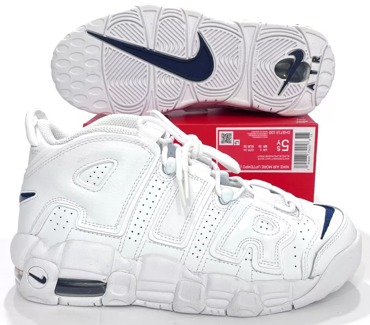 Air more uptempo white/navy men's shoes sale